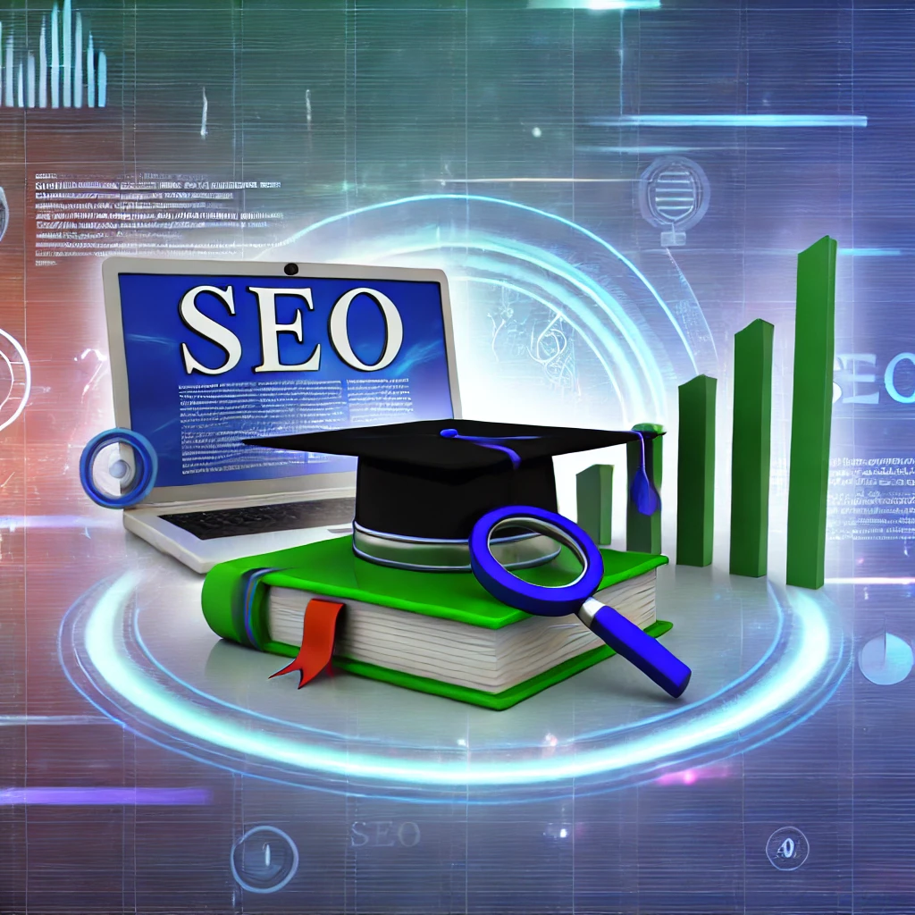 L'immagine correlata all'articolo sull'importanza di frequentare un corso SEO è stata creata, mostrando elementi che rappresentano la formazione SEO, la crescita del ranking e l'utilizzo di strumenti SEO.